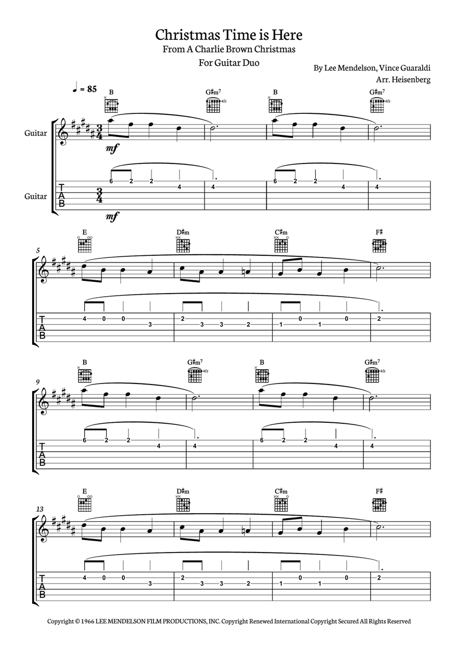 Christmas Time Is Here Guitar Solo scores gallery preview page 1
