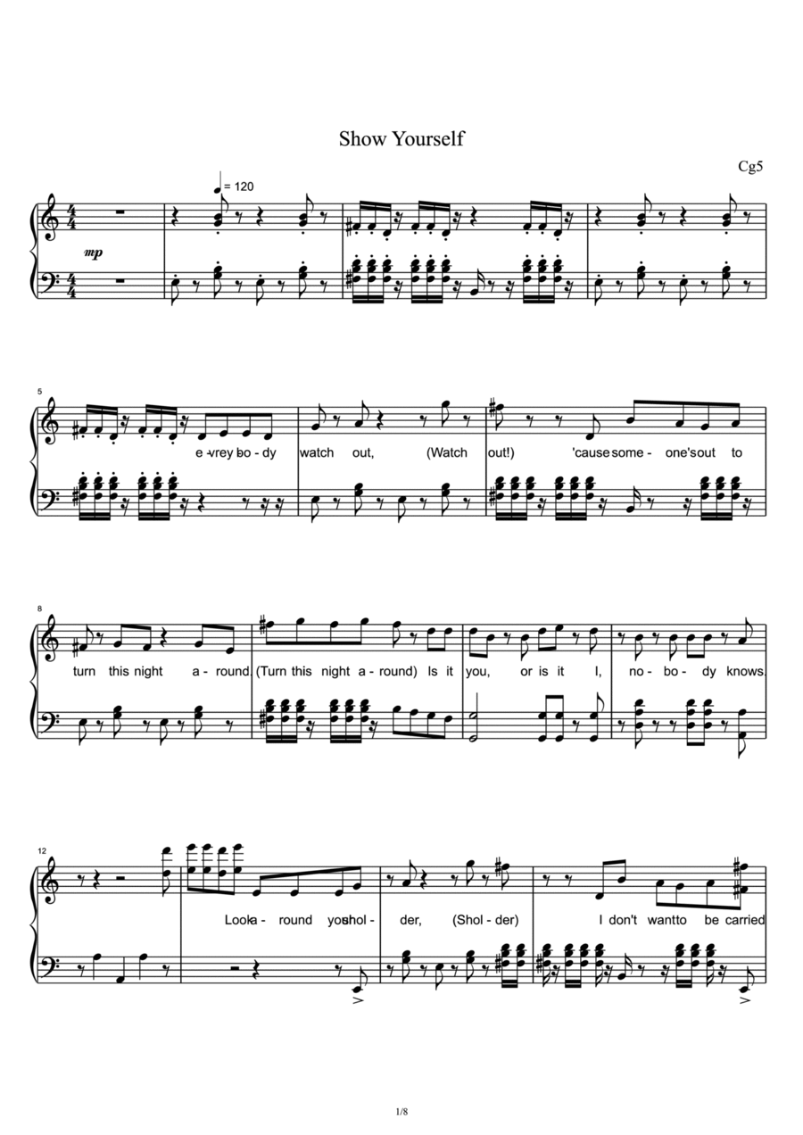 Show Yourself Piano Solo scores gallery preview page 1