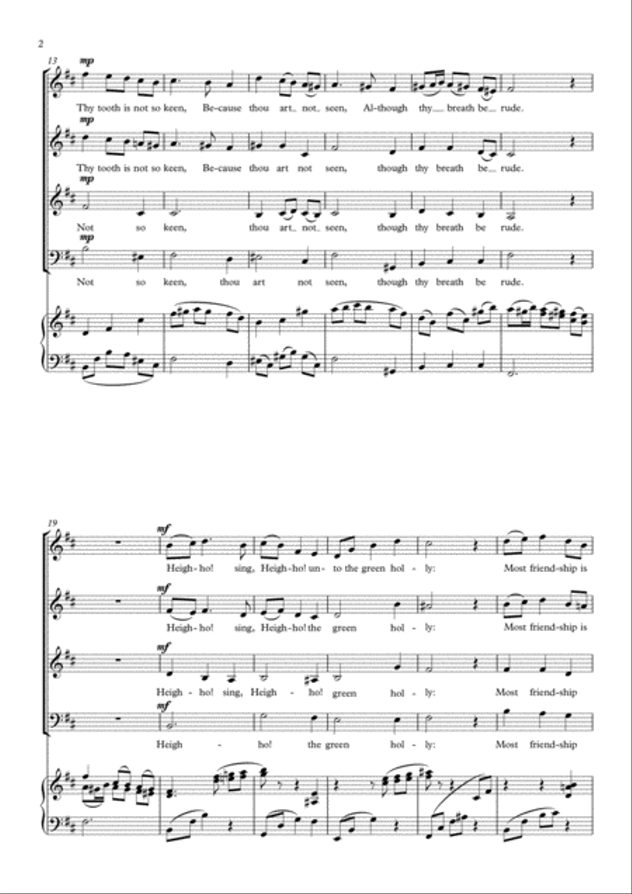 Blow, Blow, Thou Winter Wind - Choir (SSAB) 3-Part scores gallery preview page 2