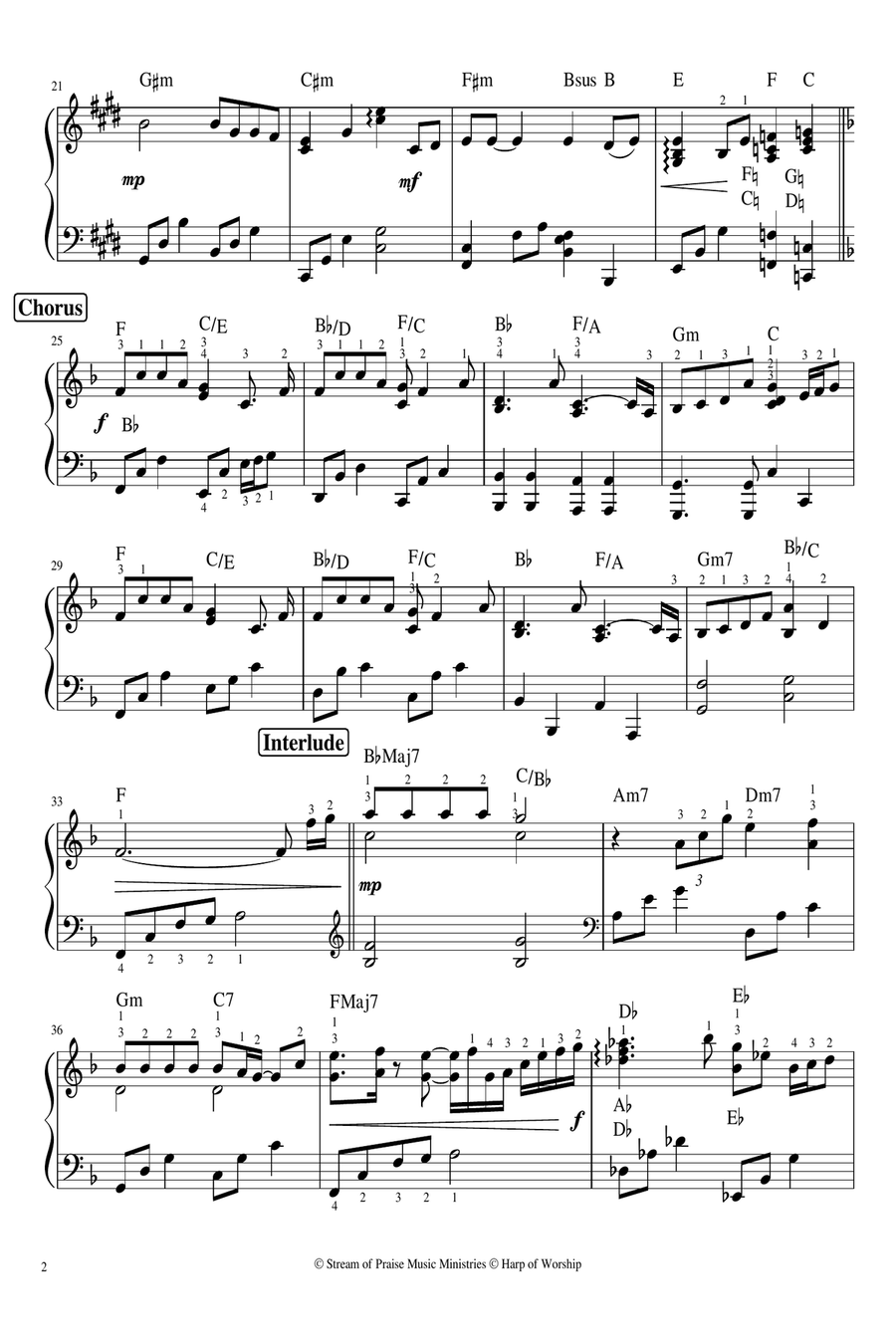 [Pedal Harps] 恩典之路+一生愛祢 | The Path of Grace +With All My Love by Stream of Praise Pedal Harp scores gallery preview page 2