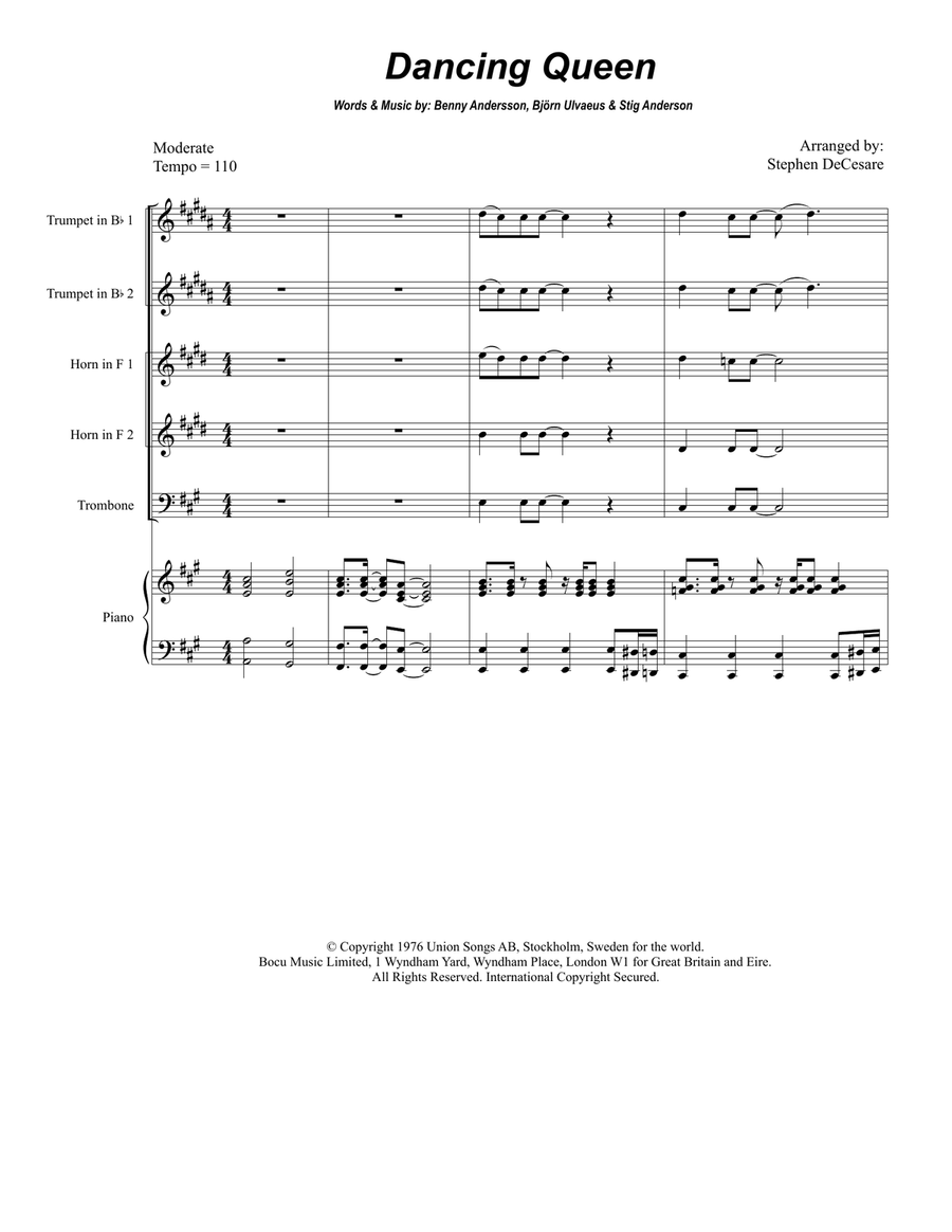 Dancing Queen Dancing Queen Brass Ensemble scores gallery preview page 1