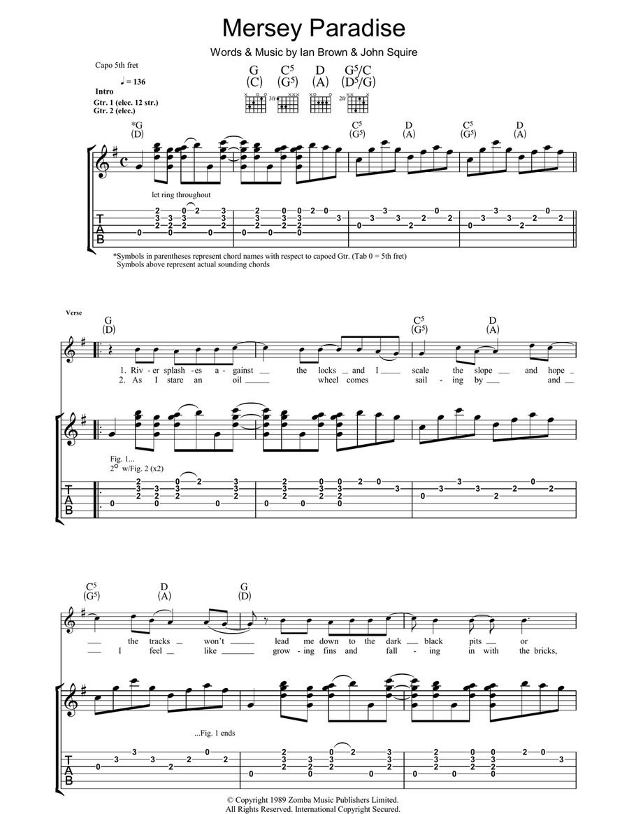Mersey Paradise Mersey Paradise Guitar Tablature scores gallery preview page 1