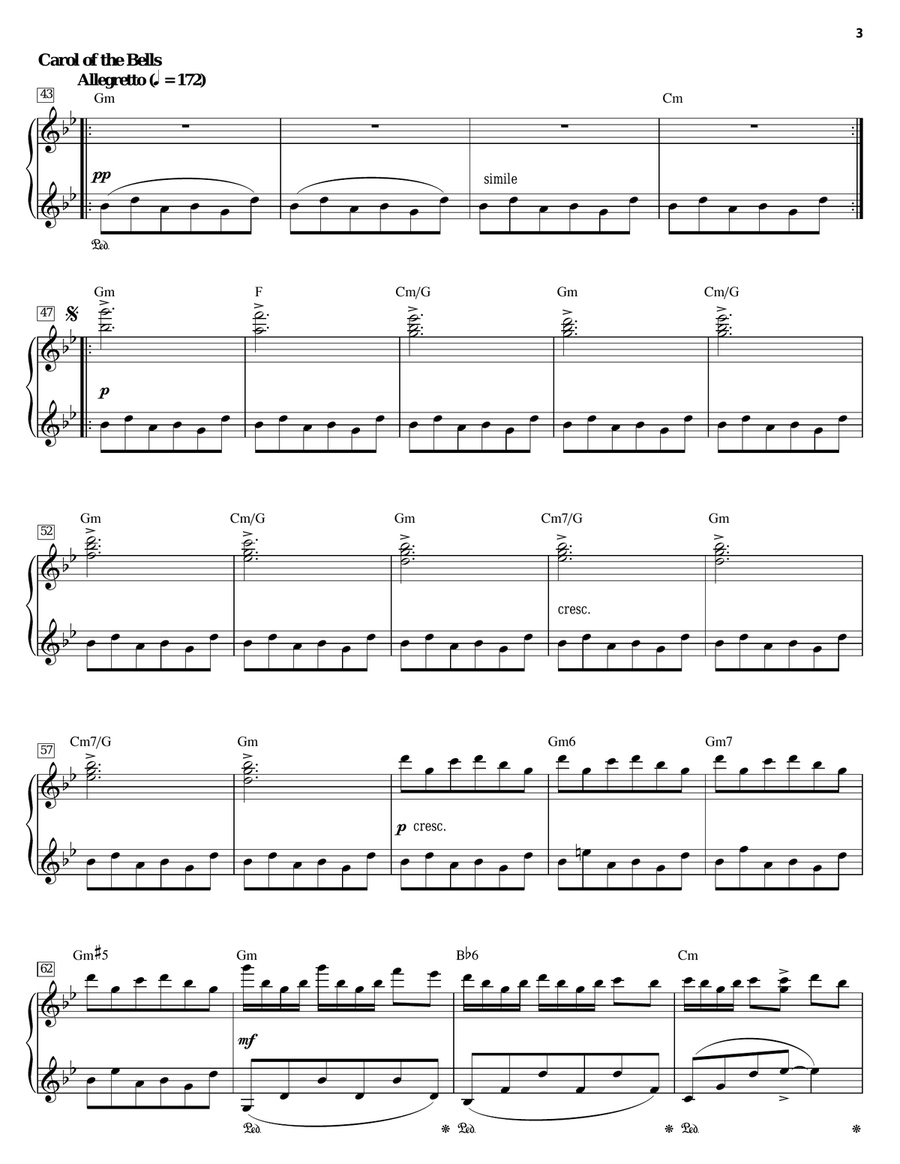 Prelude/Carol Of The Bells Piano Solo scores gallery preview page 3
