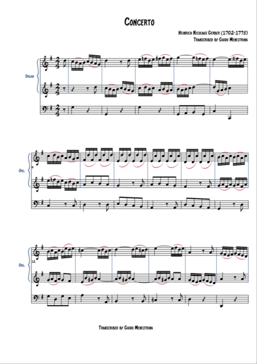 Heinrich Nicolaus Gerber - (Organ) Concerto (à 2 clav & ped) Organ Solo scores gallery preview page 2