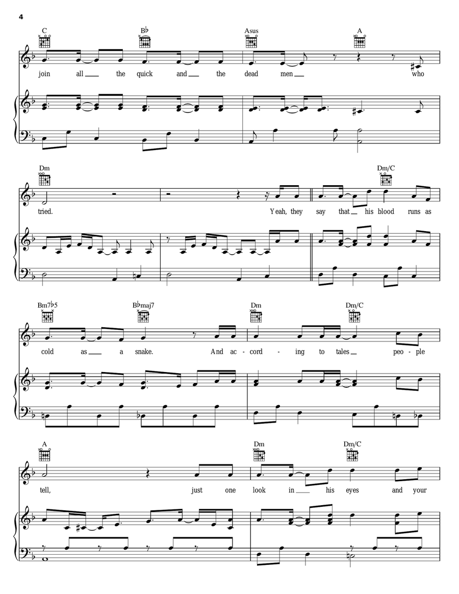 The Gunfighter Piano, Vocal, Guitar scores gallery preview page 4