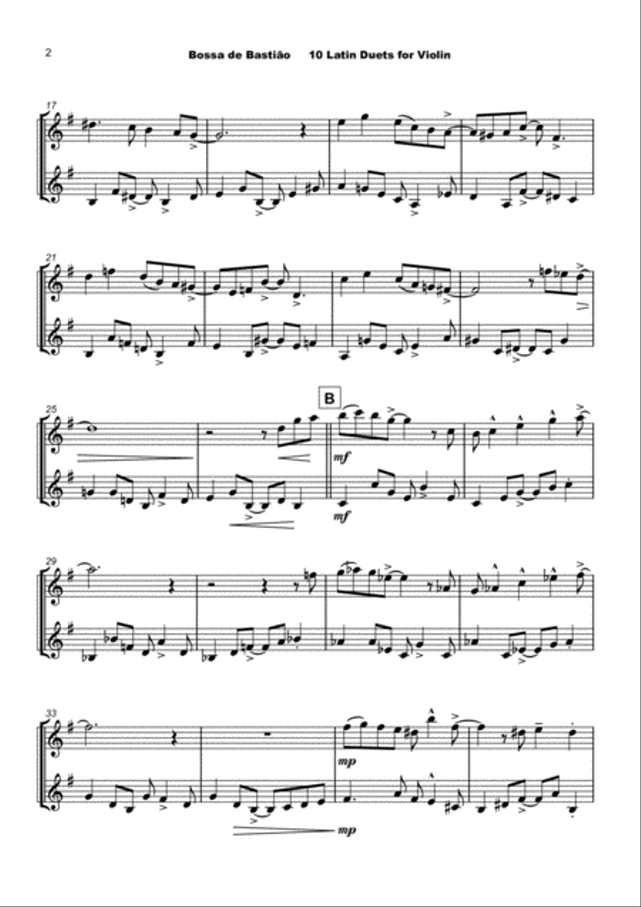10 Latin Duets, for Violin String Duet scores gallery preview page 4