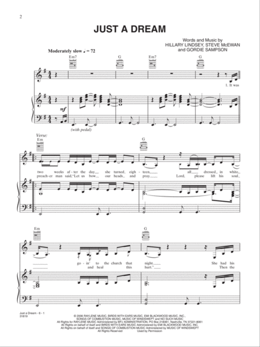 Just a Dream Just a Dream Piano, Vocal, Guitar scores gallery preview page 1