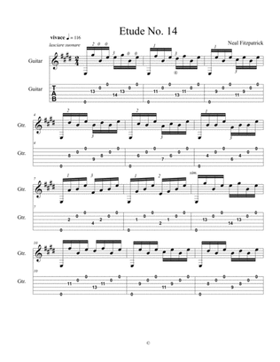 Etude No.14 For Guitar by Neal Fitzpatrick-Tablature Edition