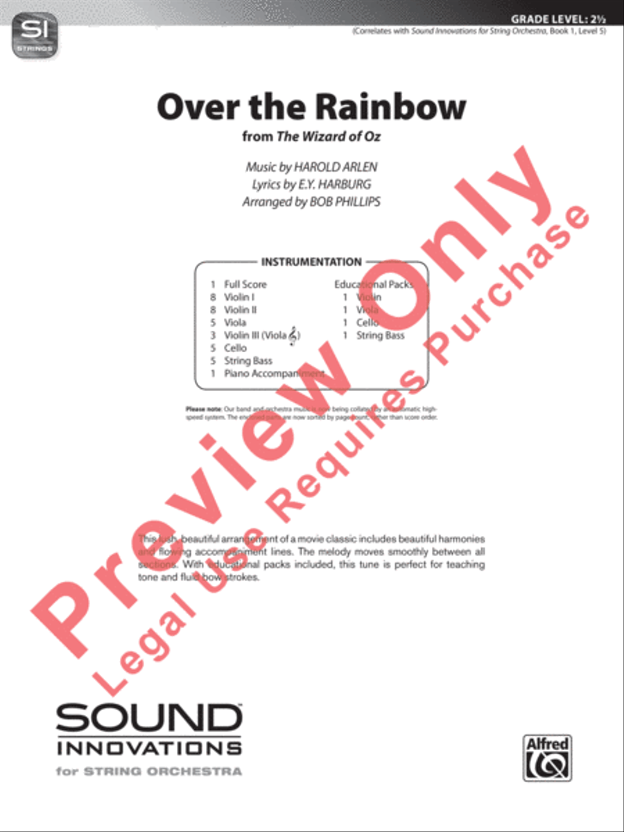 Over the Rainbow (from The Wizard of Oz) String Orchestra scores gallery preview page 2