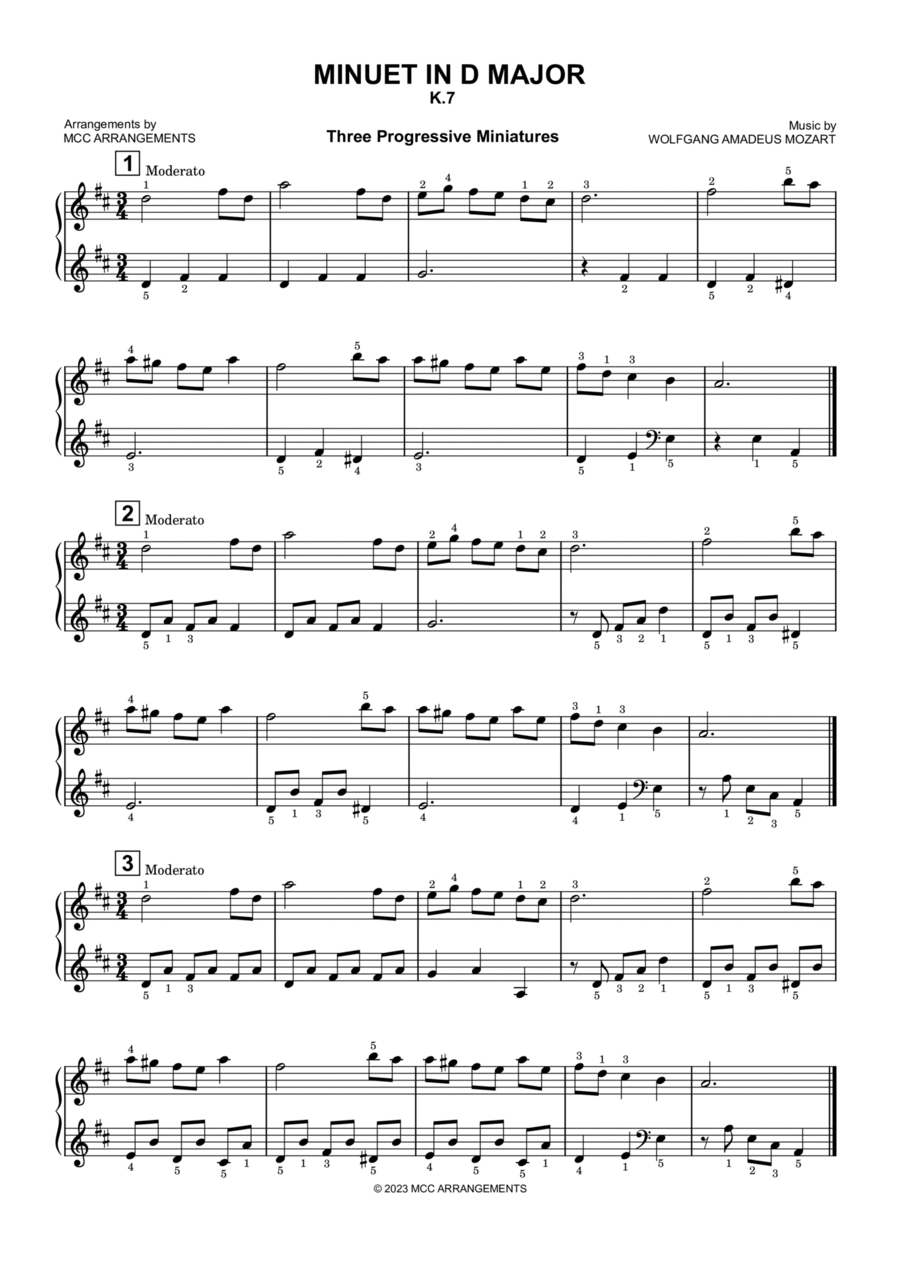 Minuet in D Major Piano Method scores gallery preview page 1