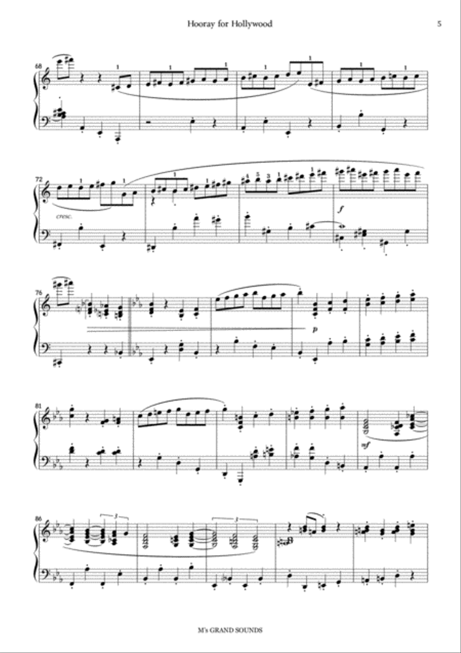 Hooray For Hollywood Piano Solo scores gallery preview page 5