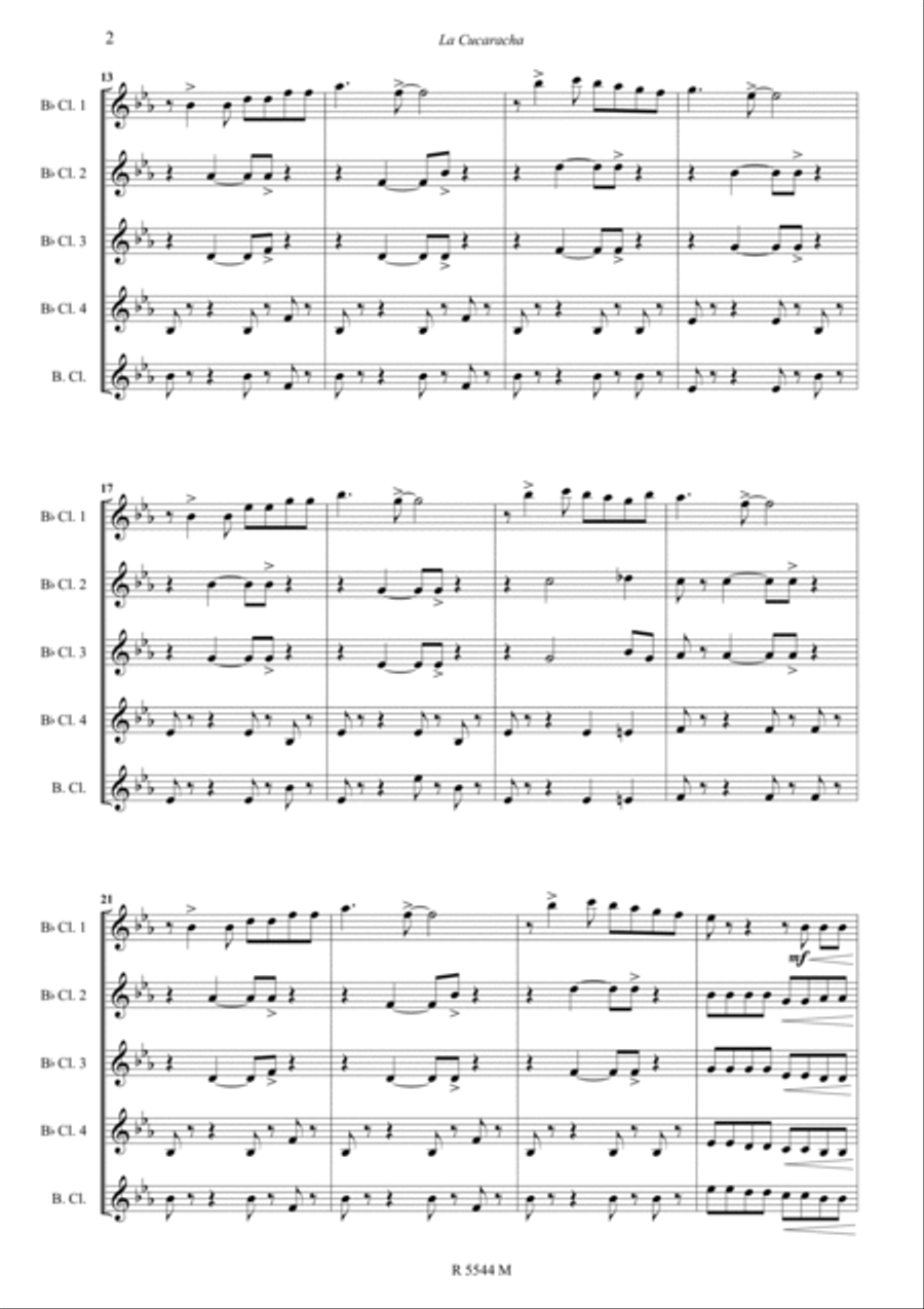 Cucaracha, la Clarinet scores gallery preview page 3