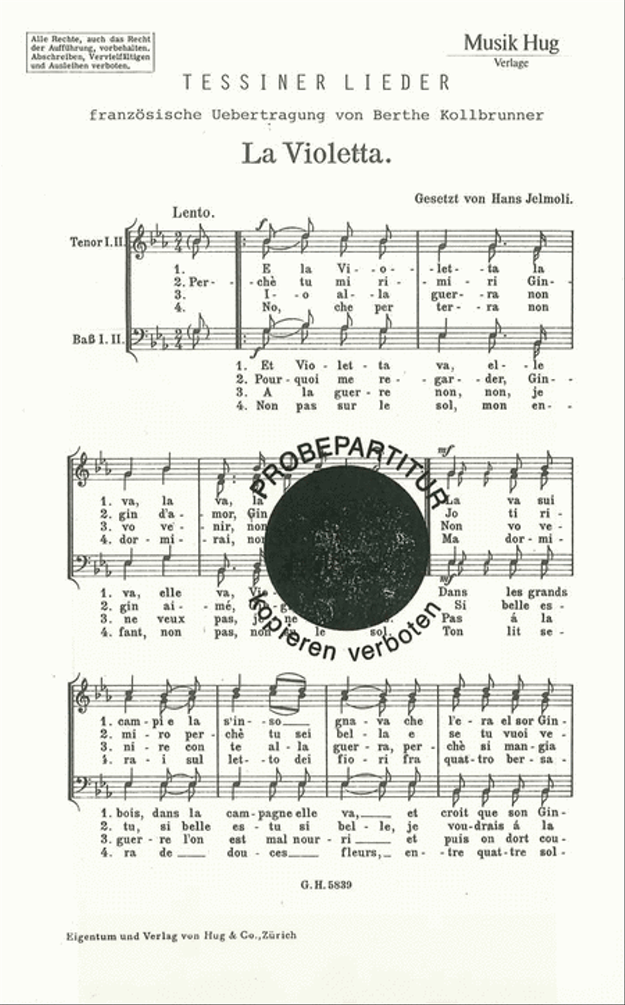 Violetta Men's Choir scores gallery preview page 1