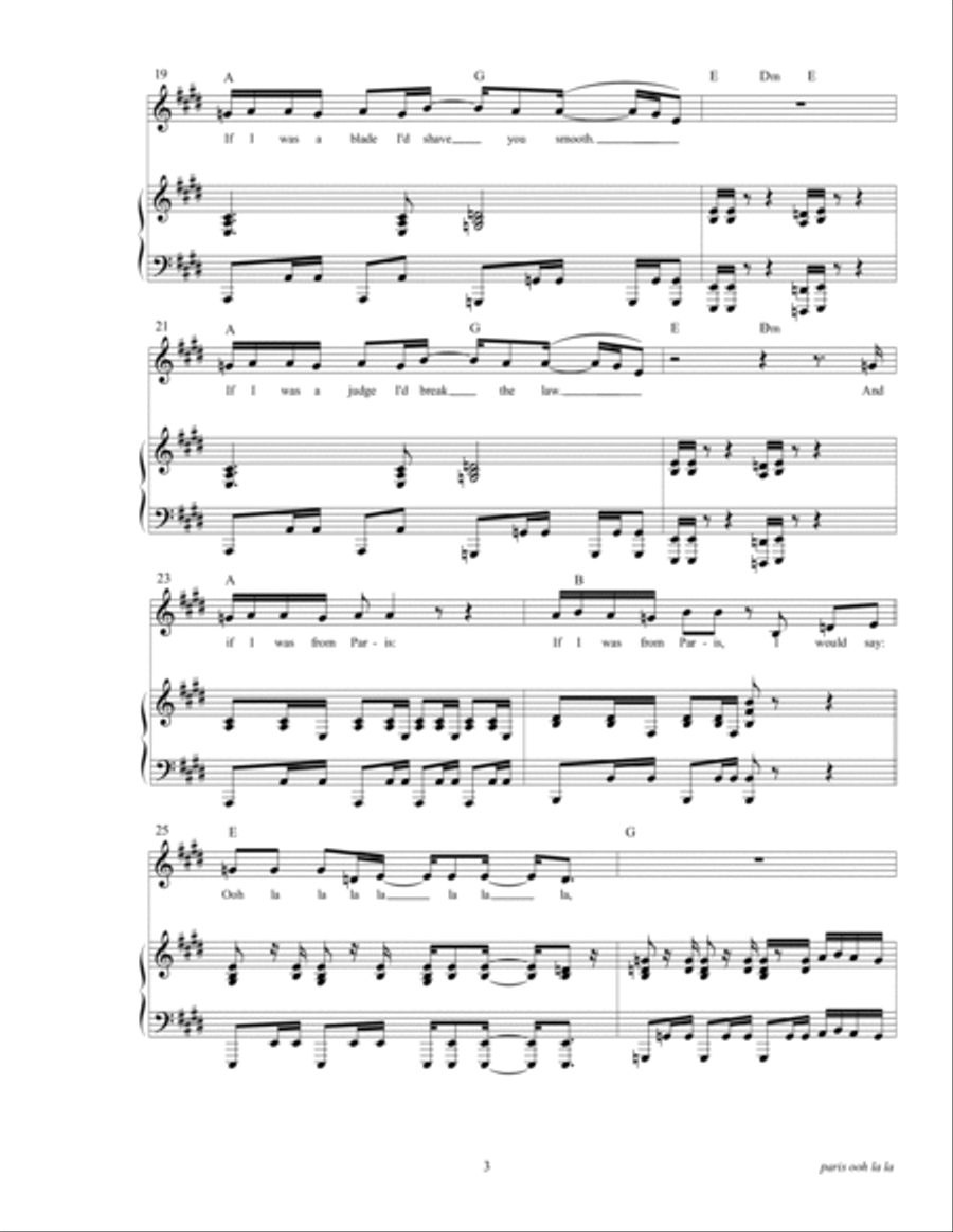 Paris (ooh La La) Piano, Vocal, Guitar scores gallery preview page 5
