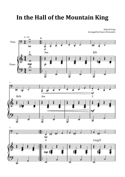 In the Hall of the Mountain King - Tuba & Piano with Chord Notation image number null