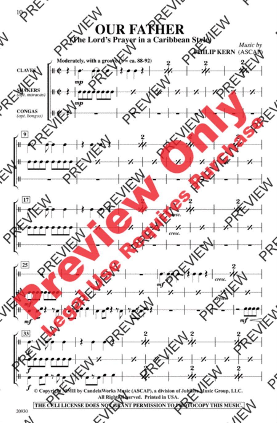 Our Father (The Lord's Prayer in a Caribbean Style) 4-Part scores gallery preview page 10