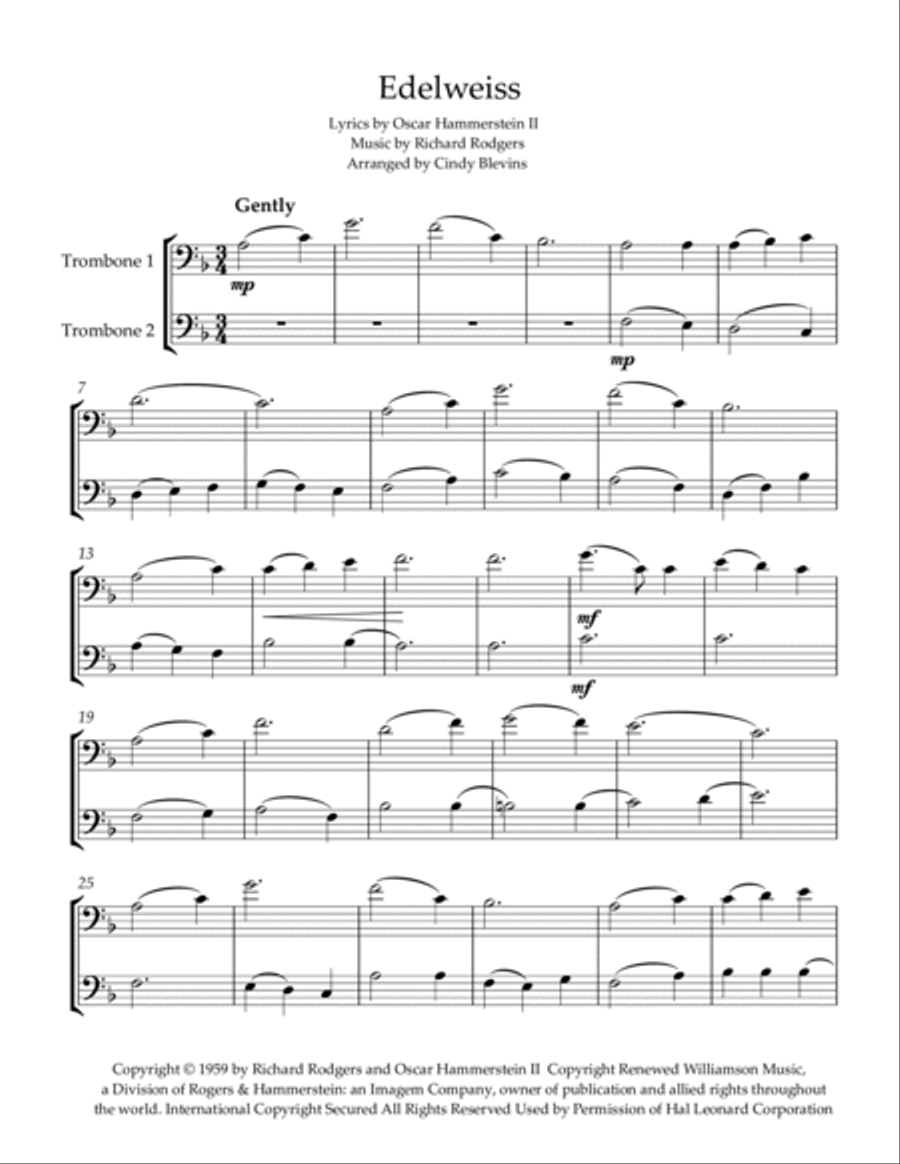 Edelweiss Edelweiss Trombone Duet scores gallery preview page 2