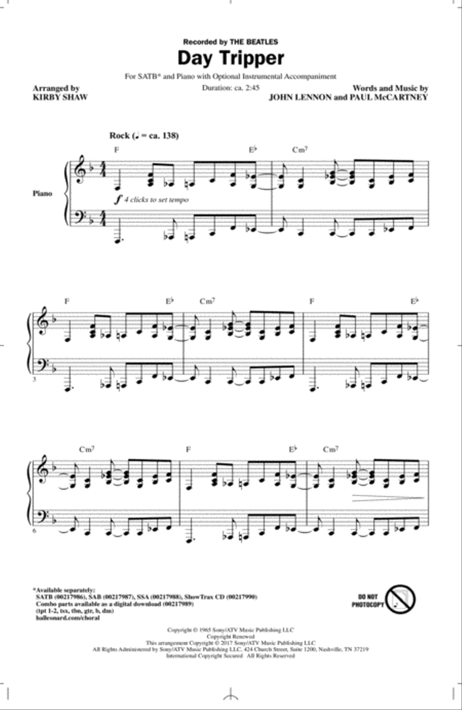 Day Tripper Day Tripper 4-Part scores gallery preview page 1