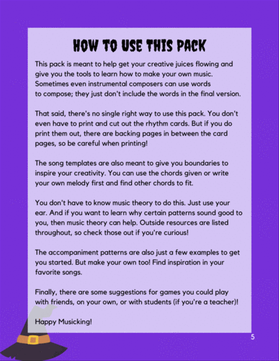 Spooky, Scary Songs: A Halloween Composition Pack Piano Method scores gallery preview page 5