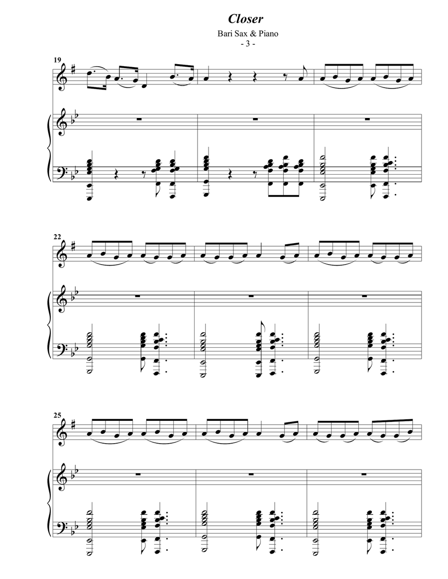 Closer Baritone Saxophone scores gallery preview page 3
