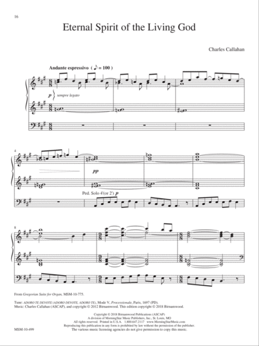 Eternal Spirit of the Living God Organ scores gallery preview page 1