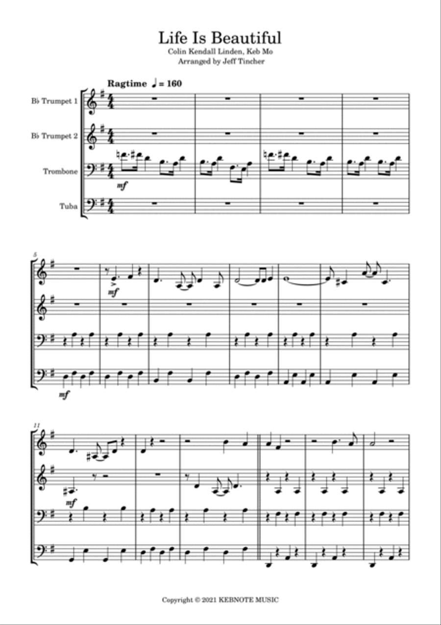 Life Is Beautiful Brass Ensemble scores gallery preview page 2