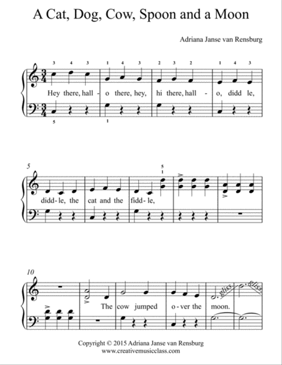 A Cat, Dog, Cow, Spoon and a Moon Voice scores gallery preview page 1