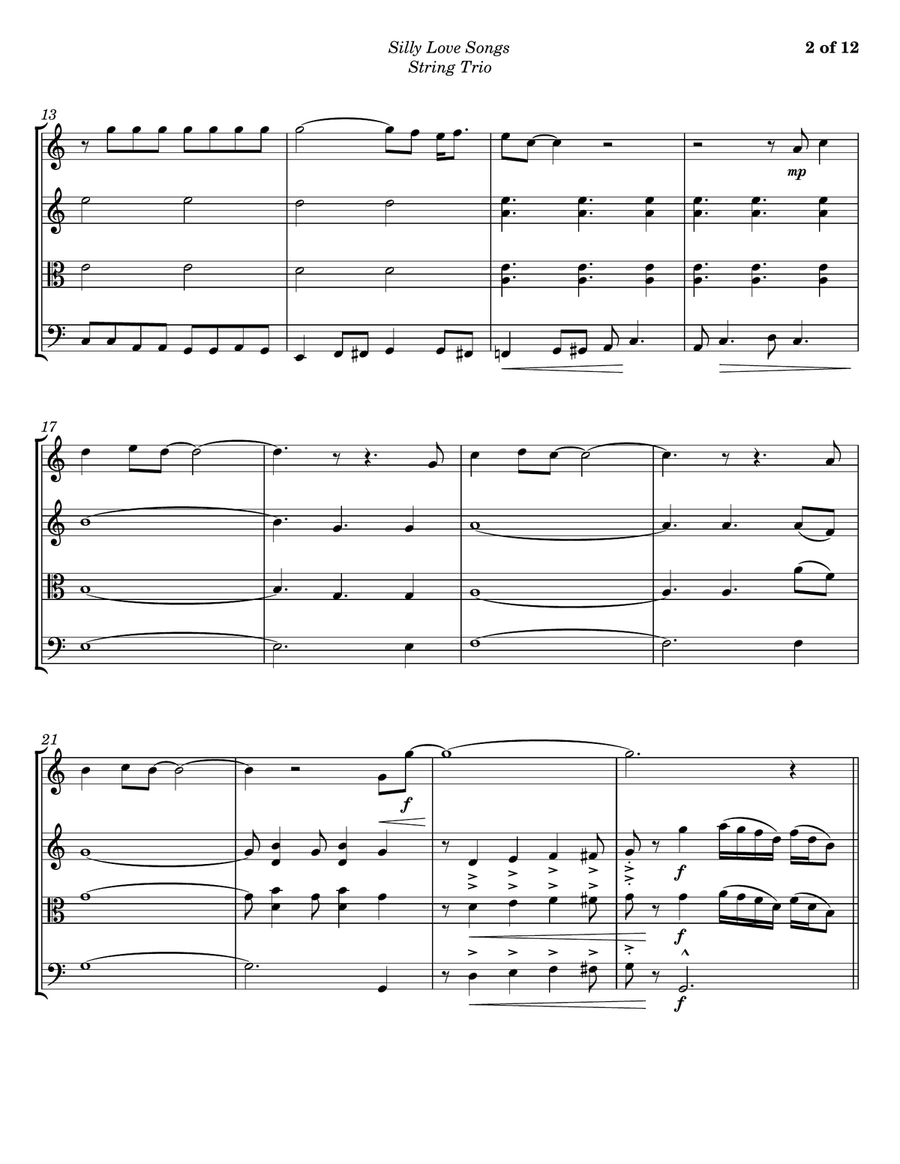 Silly Love Songs String Trio scores gallery preview page 2