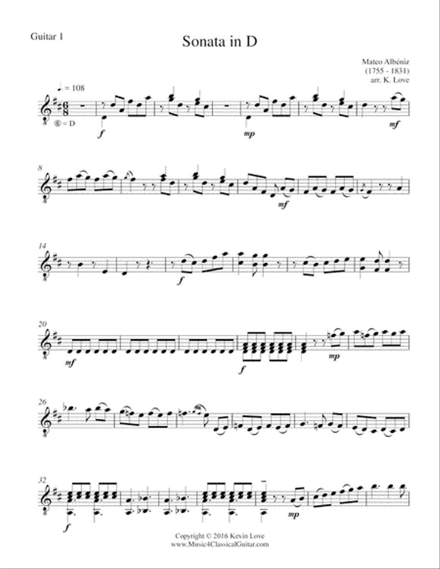 Sonata in D (Guitar Duo) - Score and Parts Acoustic Guitar scores gallery preview page 5