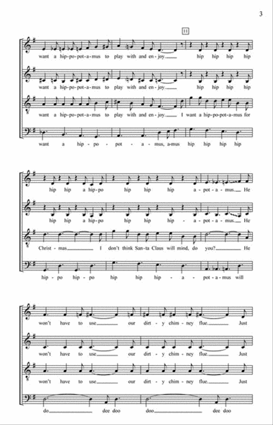I Want a Hippopotamus for Christmas 4-Part scores gallery preview page 3