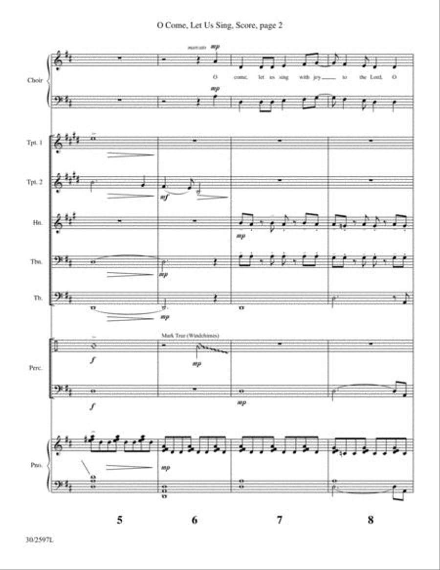 O Come, Let Us Sing - Brass and Percussion Score and Parts Choir scores gallery preview page 3