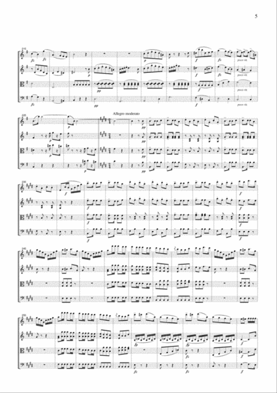 J.Strauss Die Fledermaus (The Bat) Overture, for string quartet, CS107 String Quartet scores gallery preview page 5