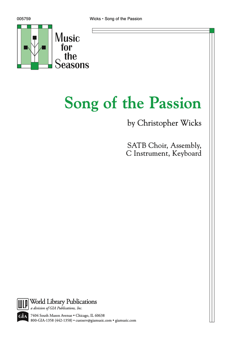 Song of the Passion 4-Part scores gallery preview page 1