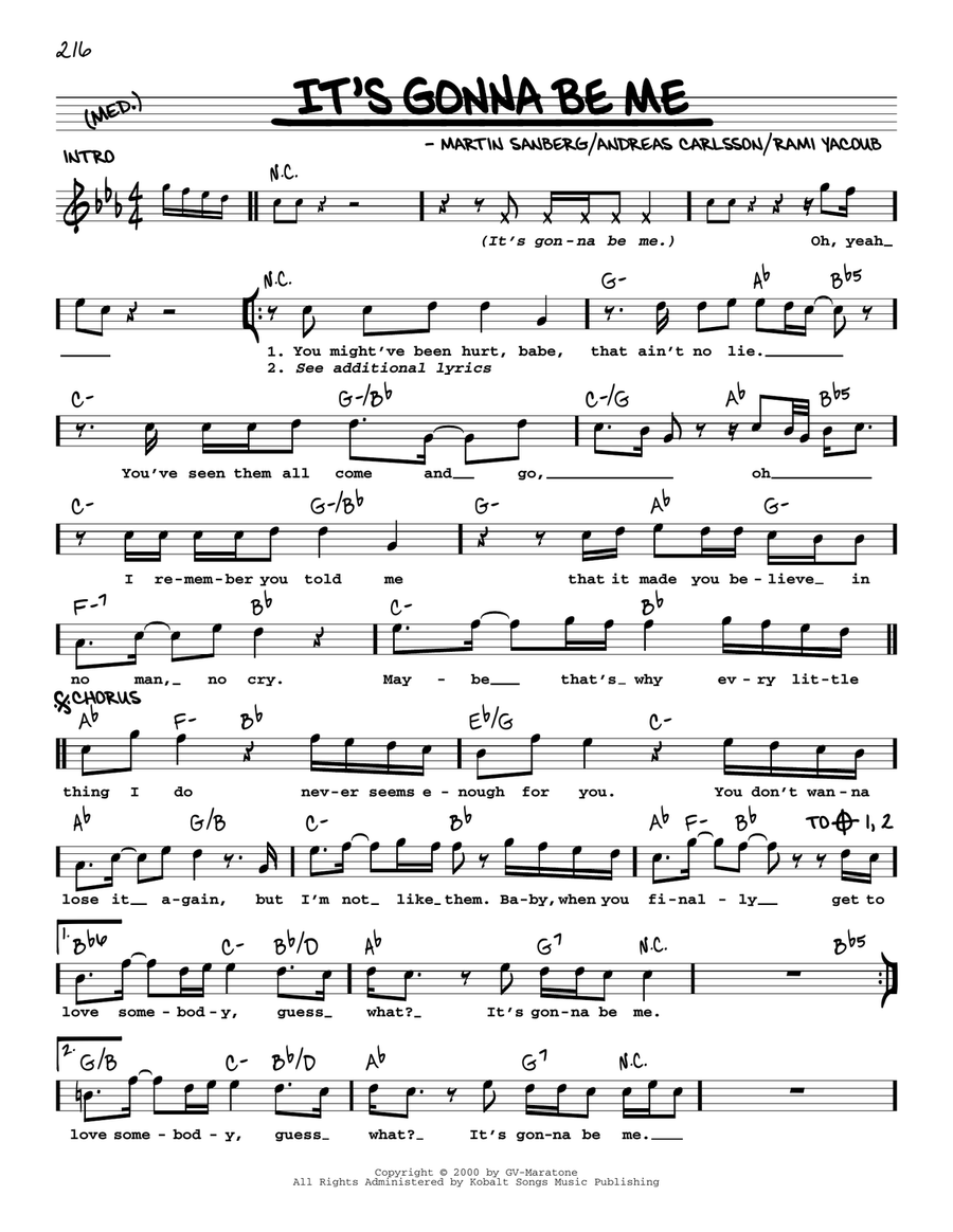 It's Gonna Be Me Voice scores gallery preview page 1