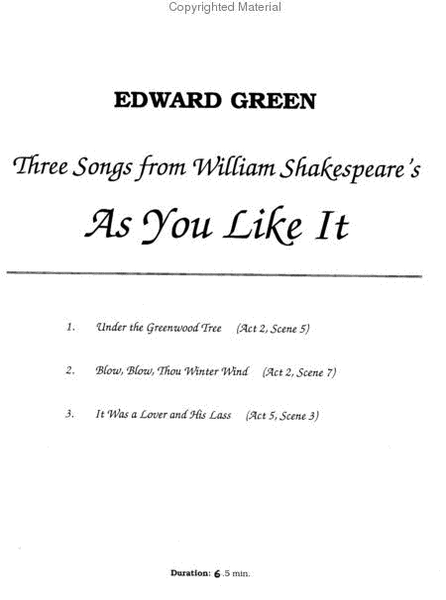 Three Songs from William Shakespeare