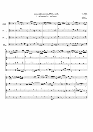 Concerto grosso, Op.6, no.8 (arrangement for 4 recorders)