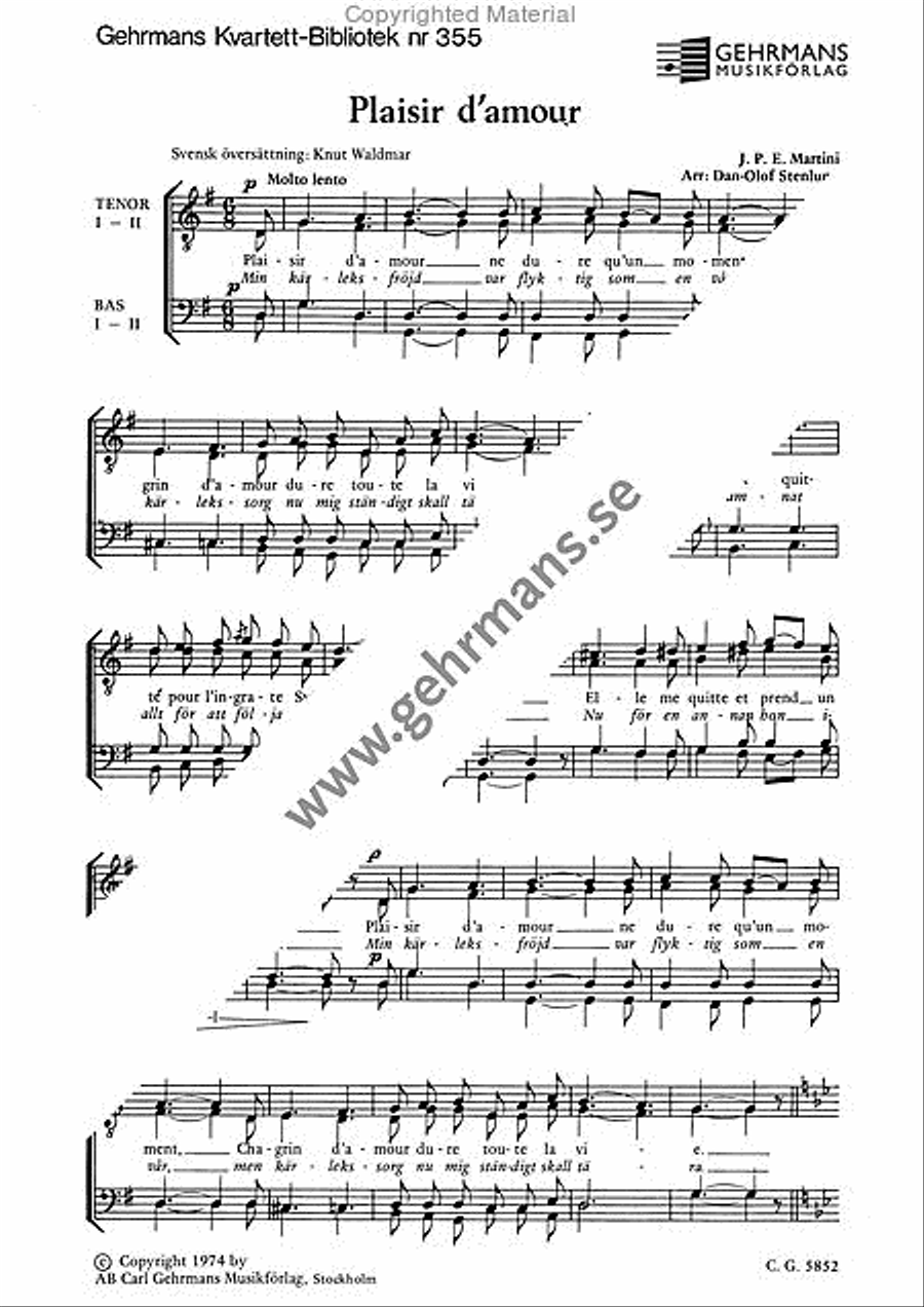 Plaisir d'amour Plaisir d'amour TTBB scores gallery preview page 2