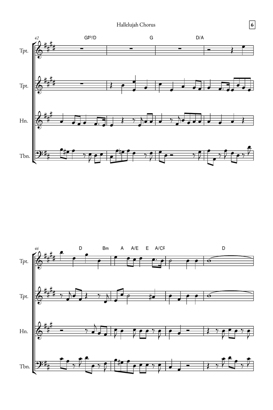 Hallelujah Chorus Brass Quartet scores gallery preview page 6