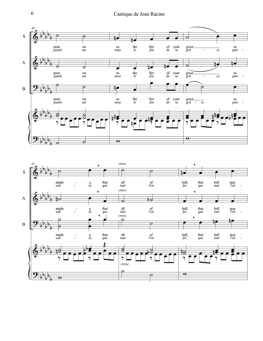 Cantique de Jean Racine (SAB) 3-Part scores gallery preview page 6