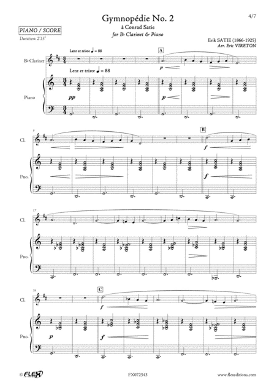 3 Gymnopedies B-Flat Clarinet scores gallery preview page 5