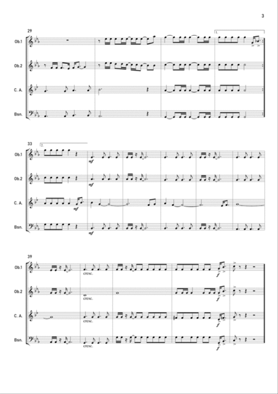 Gonna Fly Now Woodwind Quartet scores gallery preview page 3