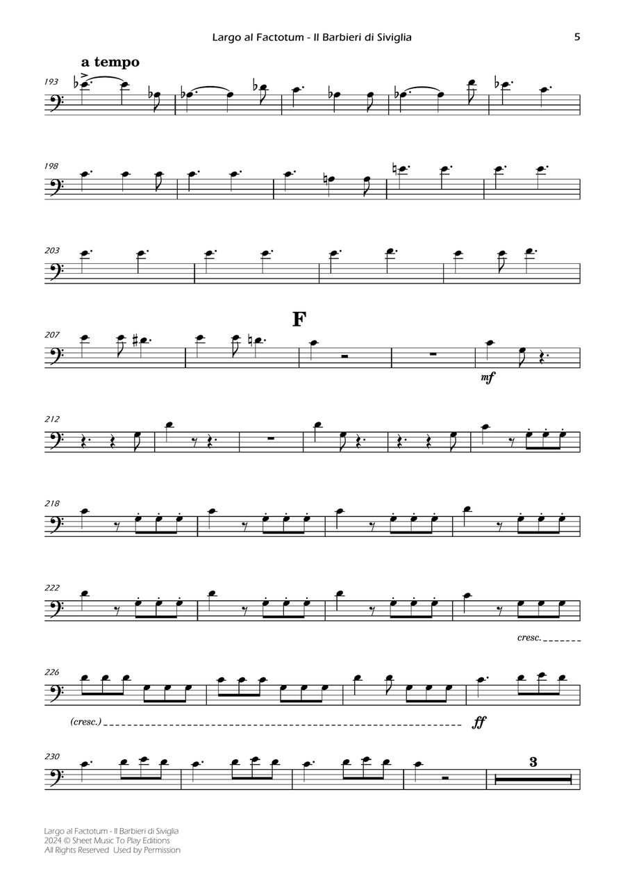 Largo al Factotum - Cello and Piano (Individual Parts) Piano scores gallery preview page 5