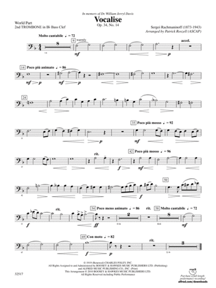 Vocalise, Op. 34, No. 14: (wp) 2nd B-flat Trombone B.C.