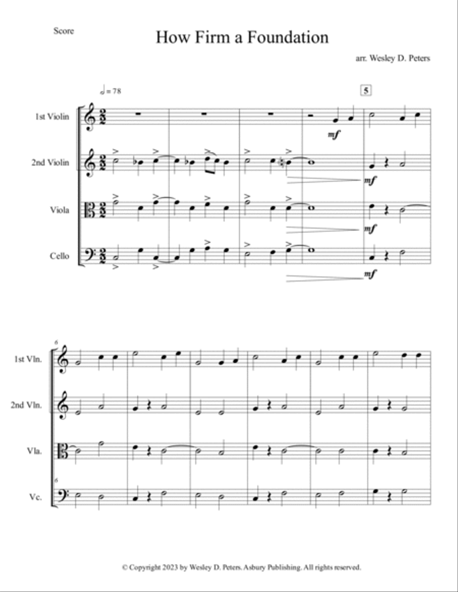 How Firm a Foundation (String Quartet) String Quartet scores gallery preview page 4
