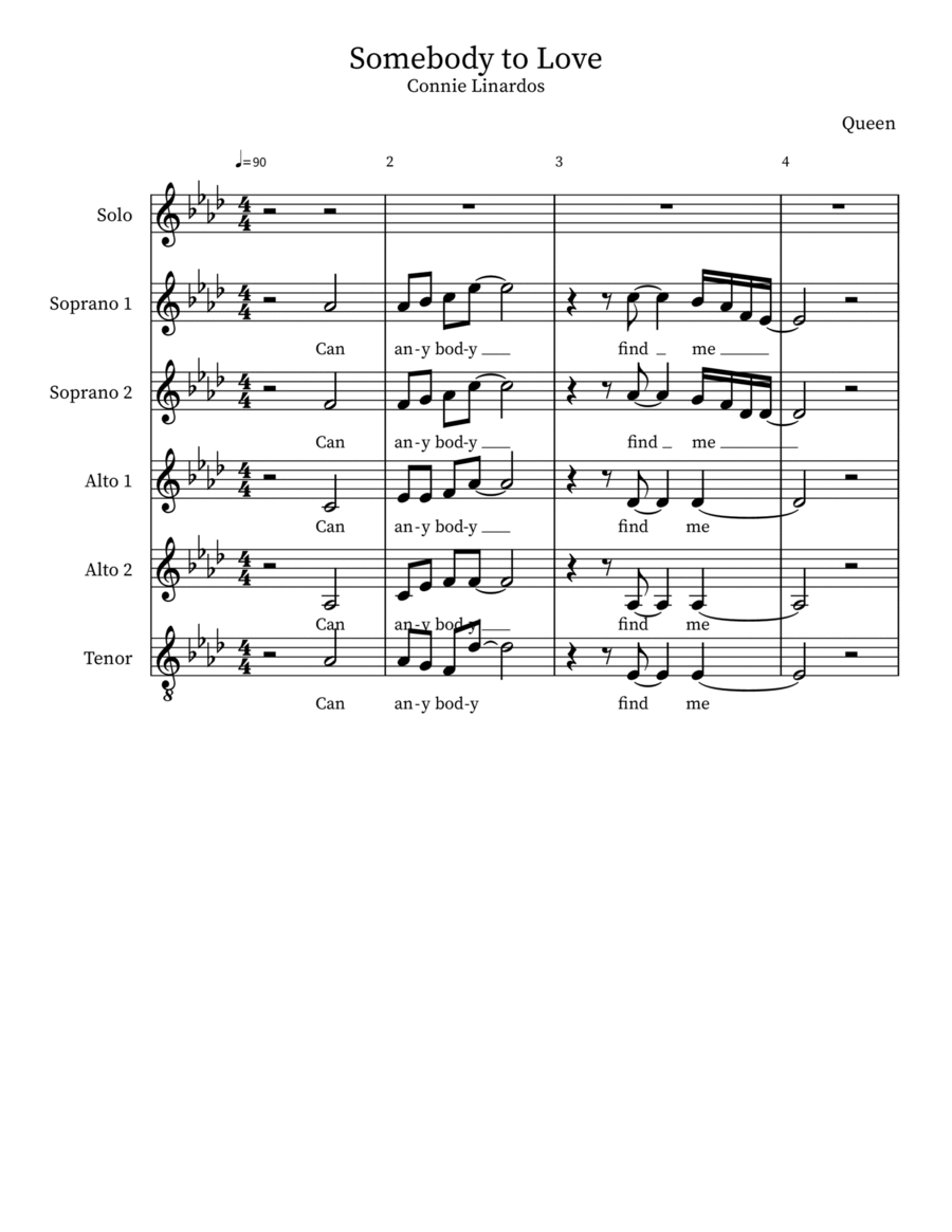 Somebody To Love Somebody To Love A Cappella scores gallery preview page 1