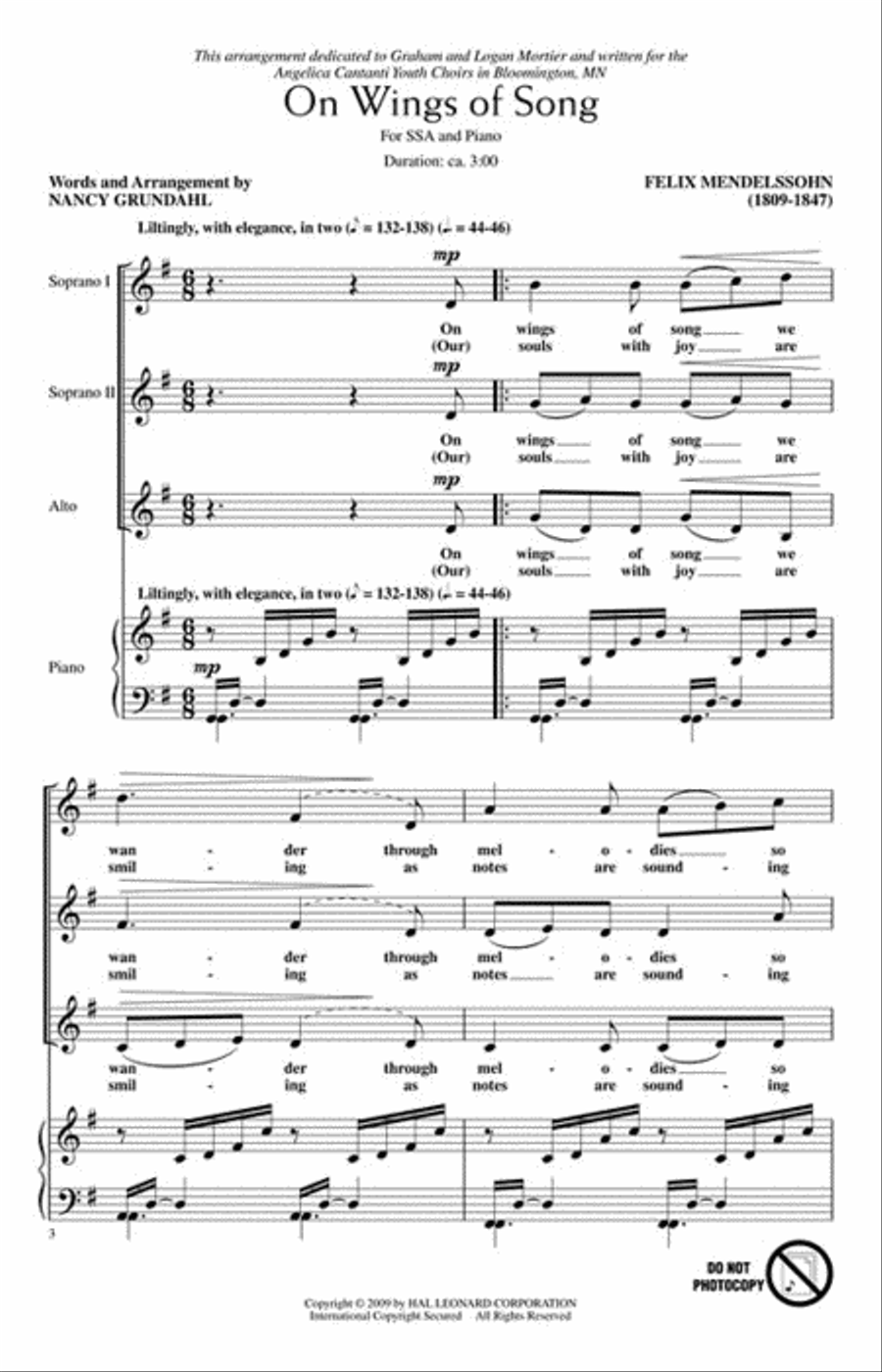 On Wings of Song SSA scores gallery preview page 2