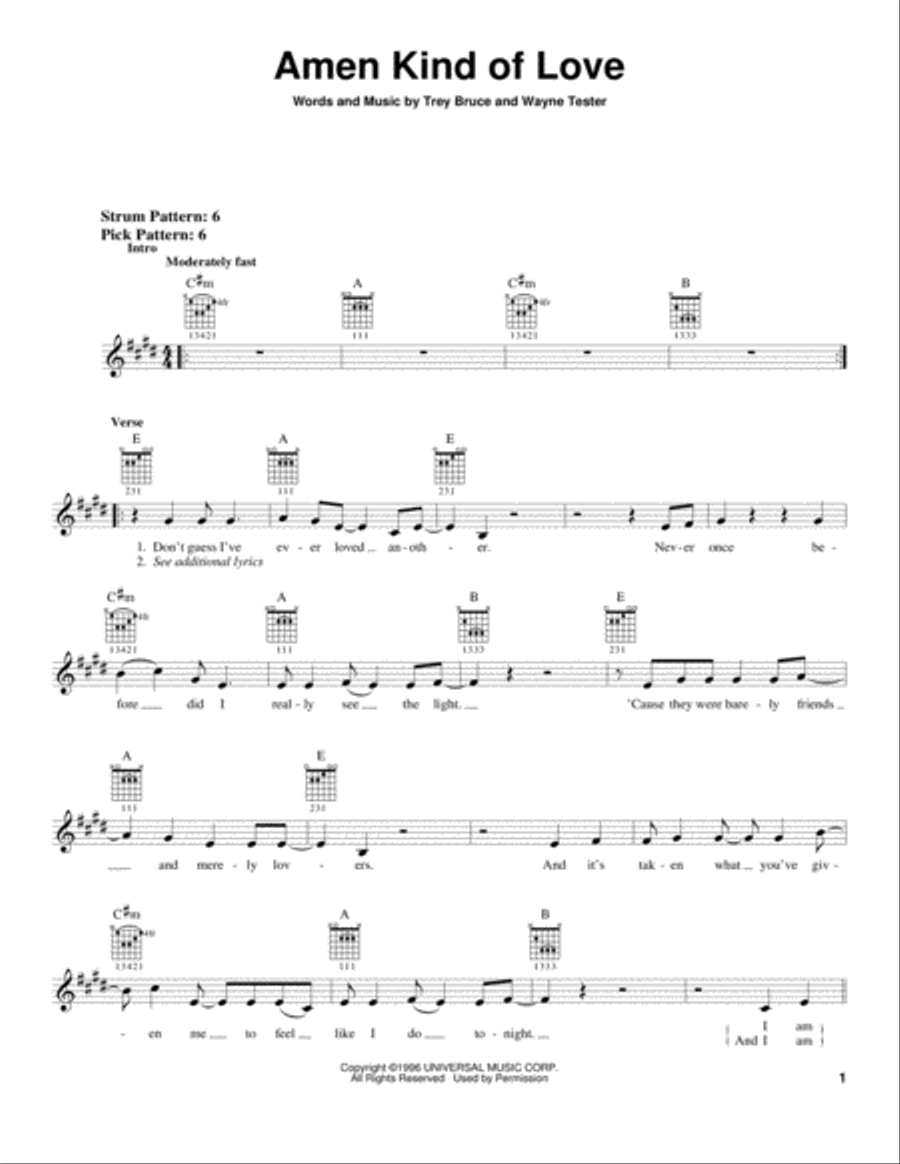 Amen Kind Of Love Electric Guitar scores gallery preview page 1