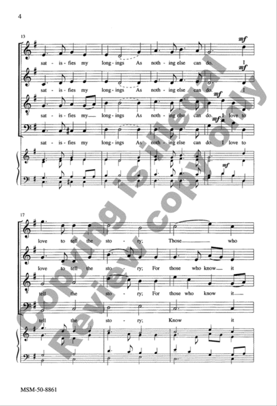 I Love to Tell the Story 4-Part scores gallery preview page 4