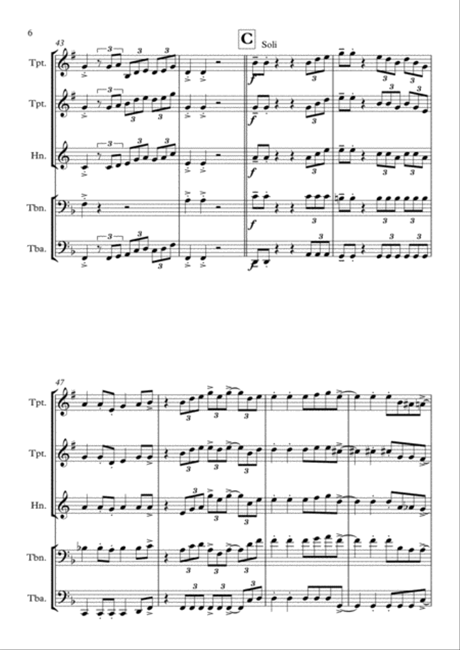 Isn't She Lovely Isn't She Lovely Brass Ensemble scores gallery preview page 6