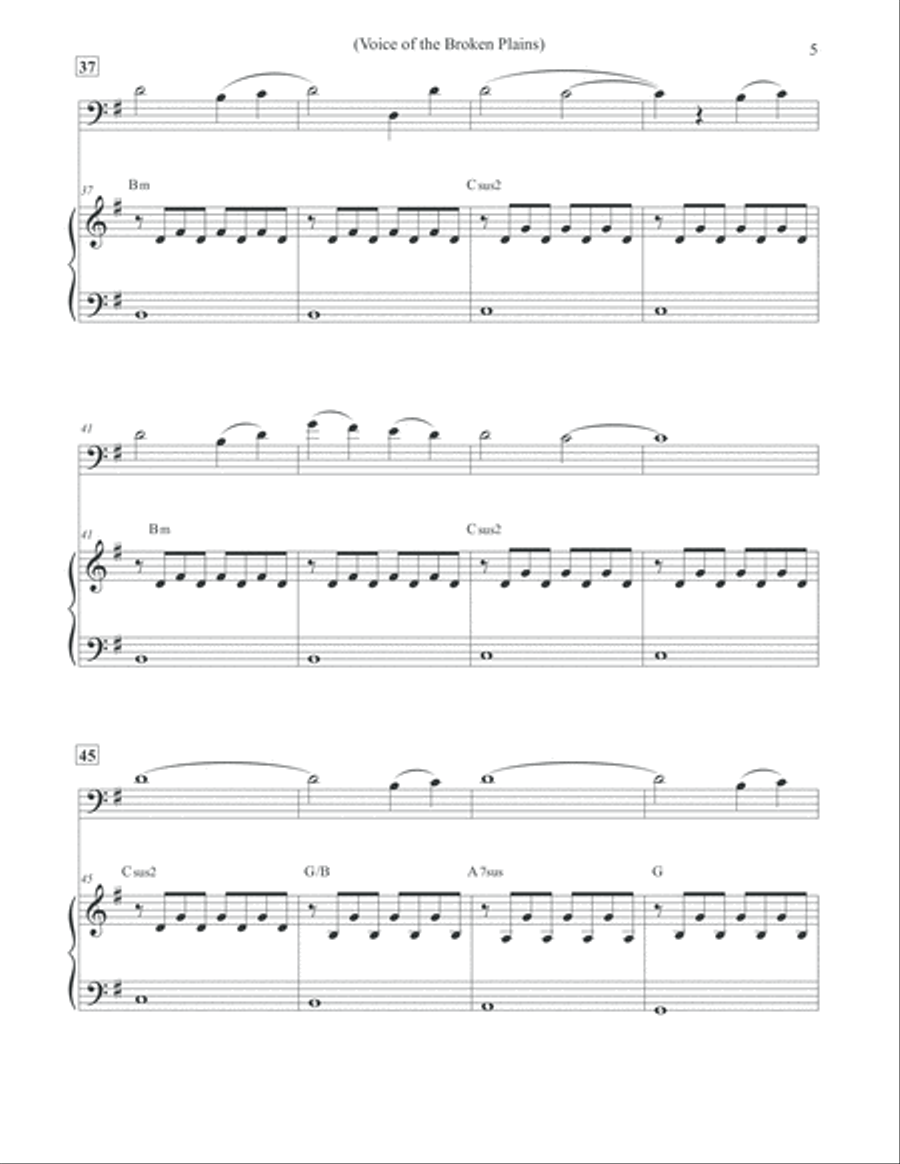 Voice of the Broken Plains - Cello & Piano Voice scores gallery preview page 5